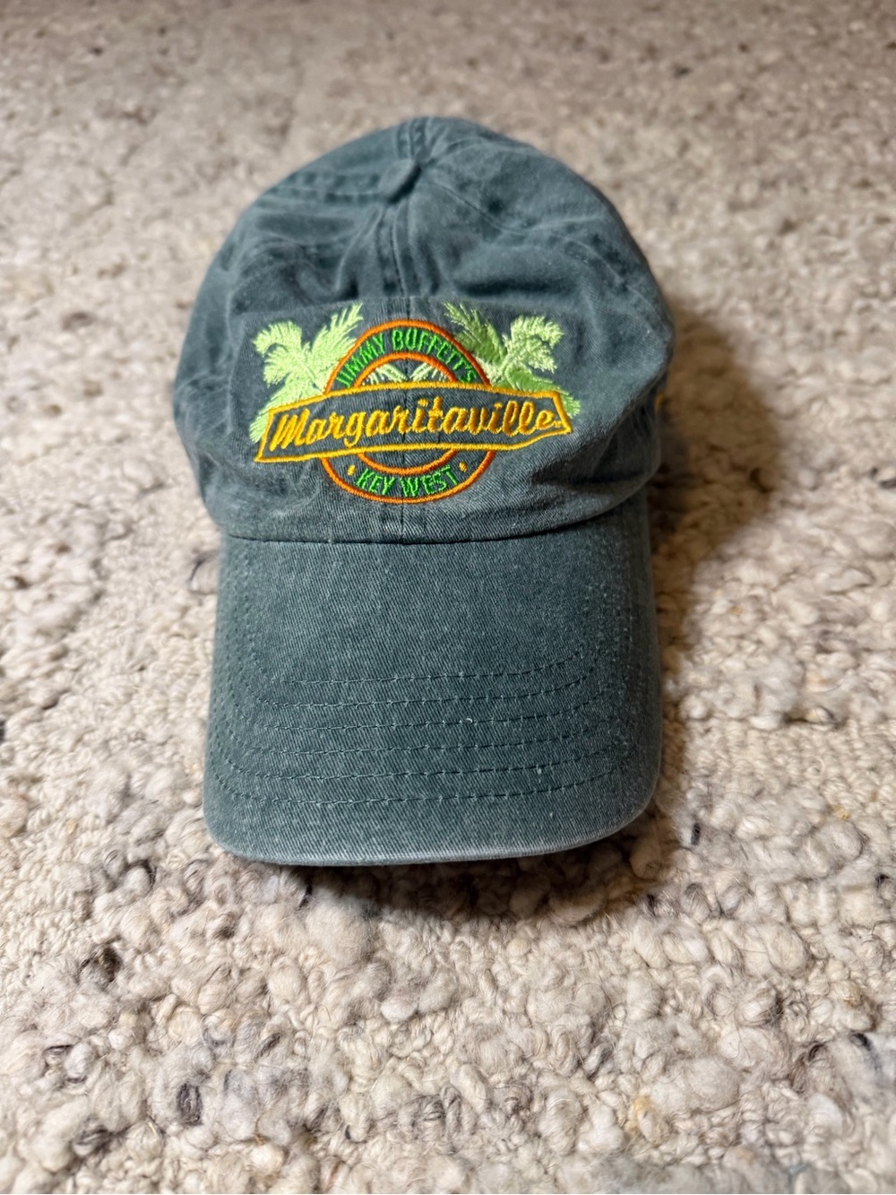 Margaritaville Washed Teal Baseball Hat with Yellow Logo